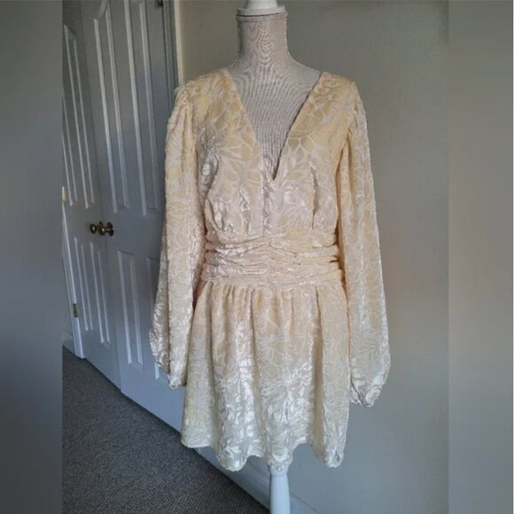 Free People NWT Jen Rossi Velvet Gold Mini Dress size XL - Picture 3 of 7
